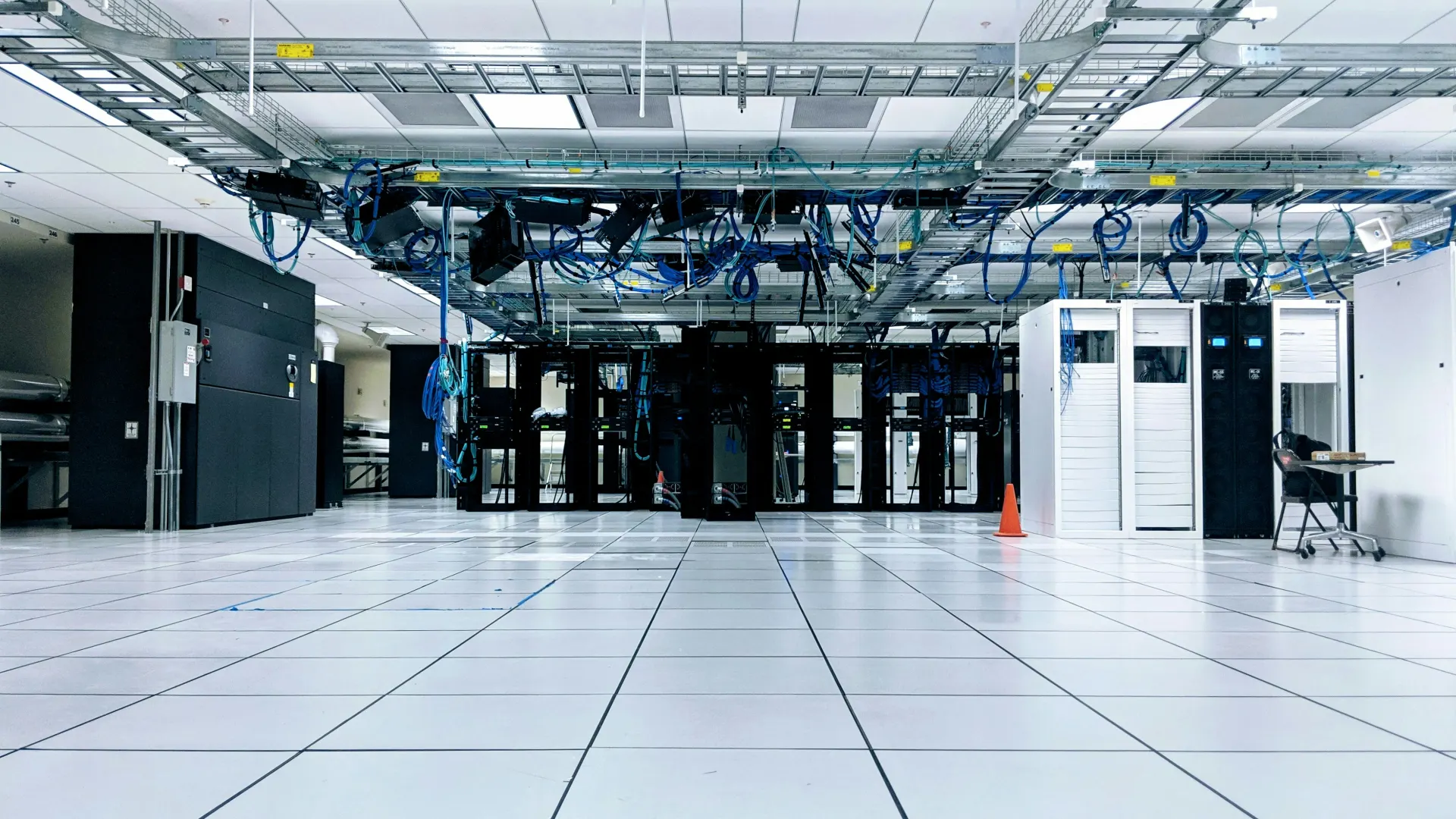 Data center cabling and racks for ControlIT RMM infrastructure operations