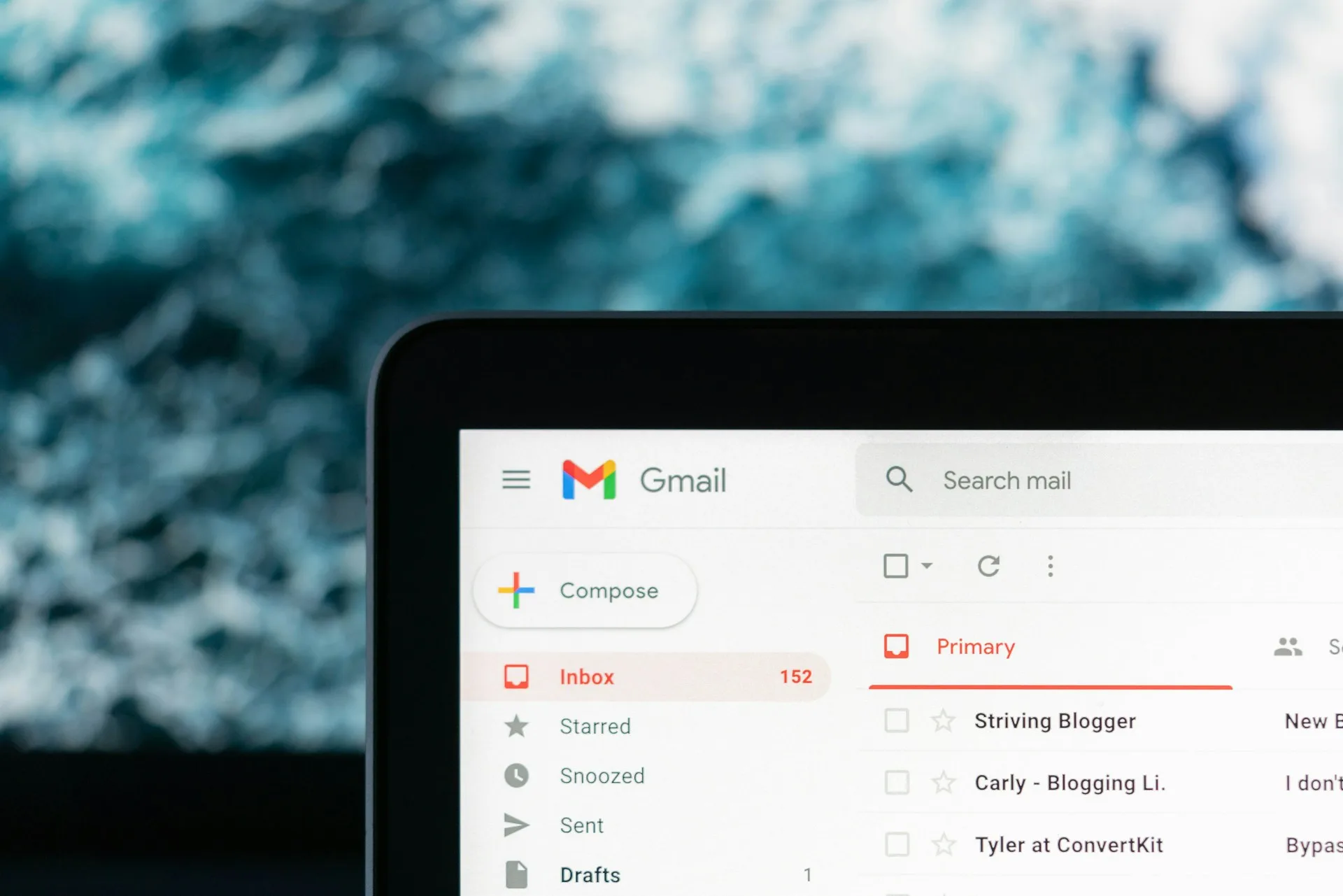 Gmail inbox on a laptop screen for enterprise email delivery